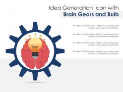 Idea generation icon with brain gears and bulb
