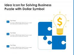 Idea icon for solving business puzzle with dollar symbol
