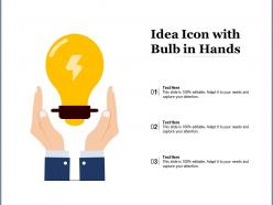 Idea icon with bulb in hands