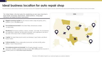 Ideal Business Location For Auto Repair Shop Mechanic Shop Business Plan BP SS