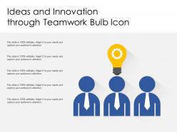 Ideas and innovation through teamwork bulb icon