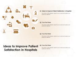 Ideas to improve patient satisfaction in hospitals ppt powerpoint presentation slides