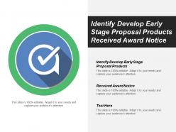 Identify develop early stage proposal products received award notice