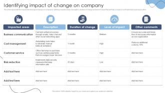 Identifying Impact Of Change On Company Technology Transformation Models For Change