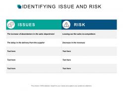 Identifying issue and risk
