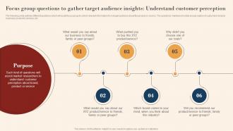 Identifying Marketing Opportunities Focus Group Questions To Gather Target Audience Mkt Ss V