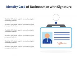 Identity card of businessman with signature
