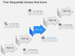 Ie five sequential arrows and icons powerpoint template