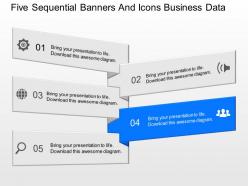 If five sequential banners and icons business data powerpoint template