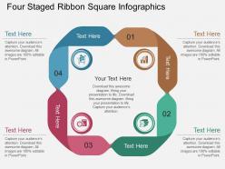 If four staged ribbon square infographics flat powerpoint design