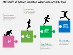Ig movement of growth indication with puzzles and 3d man flat powerpoint design