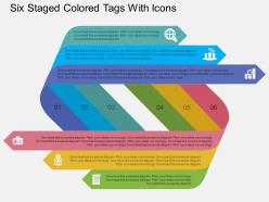 Ig six staged colored tags with icons flat powerpoint design