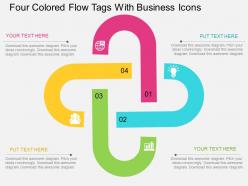 Ii four colroed flow tags with business icons flat powerpoint design