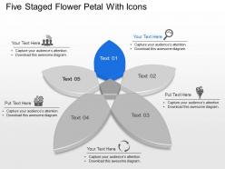 Ij Five Staged Flower Petal With Icons Powerpoint Template