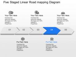 Ik five staged linear road mapping diagram powerpoint template