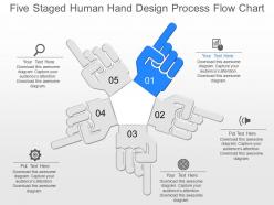 Il five staged human hand design process flow chart powerpoint template