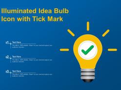 Illuminated idea bulb icon with tick mark