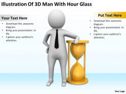 Illustration of 3d man with hour glass ppt graphics icons powerpoint