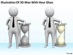 Illustration of 3d man with hour glass ppt graphics icons powerpoint