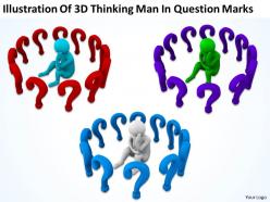 Illustration of 3d thinking man in question marks ppt graphics icons powerpoint