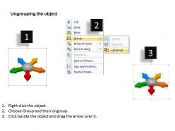 Illustration of 5 diverging stages circular manner flow network powerpoint templates