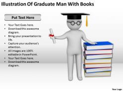 Illustration of graduate man with books ppt graphics icons powerpoint