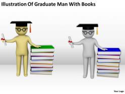 Illustration of graduate man with books ppt graphics icons powerpoint