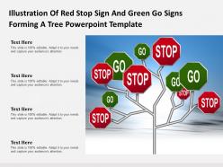 Illustration of red stop sign and green go signs forming a tree powerpoint template