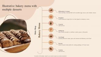 Illustrative Bakery Menu With Multiple Developing Actionable Advertising Plan Tactics MKT SS V