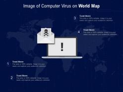 Image of computer virus on world map