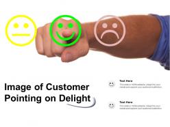 Image of customer pointing on delight