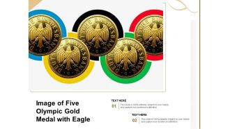 Image of five olympic gold medal with eagle