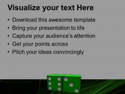 Image of green dices on grey backgrounds powerpoint templates ppt themes and graphics 0213