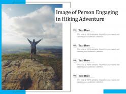 Image of person engaging in hiking adventure