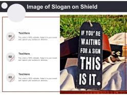 Image of slogan on shield