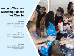 Image of women donating packet for charity