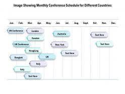 Image showing monthly conference schedule for different countries