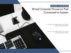 Image showing wired computer mouse on pad connected to system