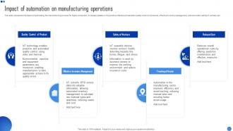 Impact Of Automation On Manufacturing Operations