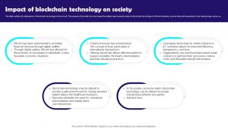 Impact Of Blockchain Technology On Society Blockchain Technology Features