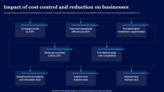 Impact Of Cost Control And Reduction On Businesses Cost Reduction To Enhance Efficiency Strategy SS