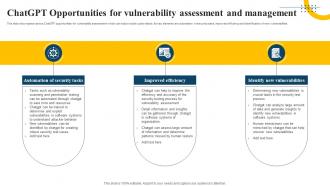 Impact Of Generative ChatGPT Opportunities For Vulnerability Assessment And Management AI SS V