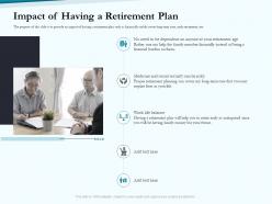 Impact of having a retirement plan social pension ppt mockup