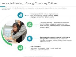 Impact of having a strong company culture understanding and maintaining organizational performance