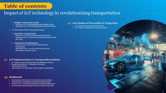 Impact Of IoT Technology In Revolutionizing Transportation Powerpoint Presentation Slides IoT CD Pre designed Idea