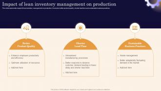 Impact Of Lean Inventory Management Executing Lean Production System To Enhance Process