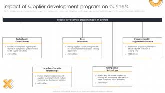 Impact Of Supplier Development Program Action Plan Supplier Relationship Management