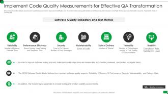 Implement code quality measurements effective qa transformation strategies