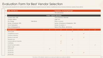 Implement Merchandise Improve Sales Evaluation Form For Best Vendor Selection