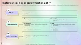 Implement Open Door Communication Assessing And Optimizing Employee Job Satisfaction